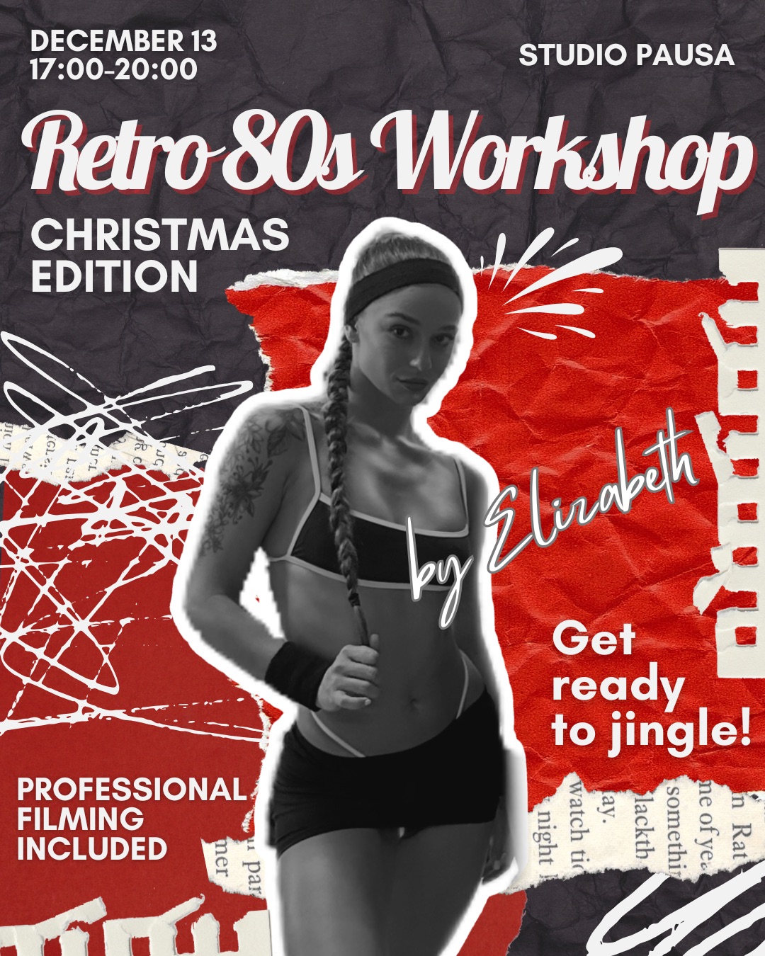 Elizabeth at the RETRO 80s High Heels Workshop on December 13